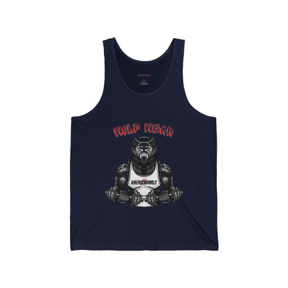 Wolf Wear Of A  Werewolf Bodybuilder Pumping Iron and Rocking Out His 'Americanwolf' Tank Top Epic Training Session with Headphones Stronger Than Yesterday ' Routine