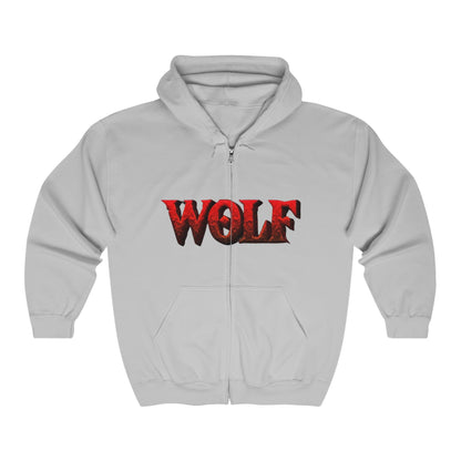 Men's And Women's Wolf Heavy Blend Full Zip Hooded Sweatshirt