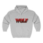 Men's And Women's Wolf Heavy Blend Full Zip Hooded Sweatshirt