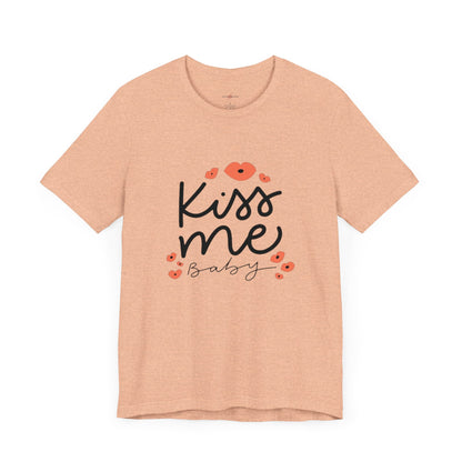 Women's Kiss Me Baby Valentine Jersey Short Sleeve Tee