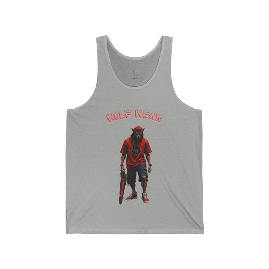 Wolf Wear Showcasing AmericanWolf Skateboard Style on a Fierce Tank Top