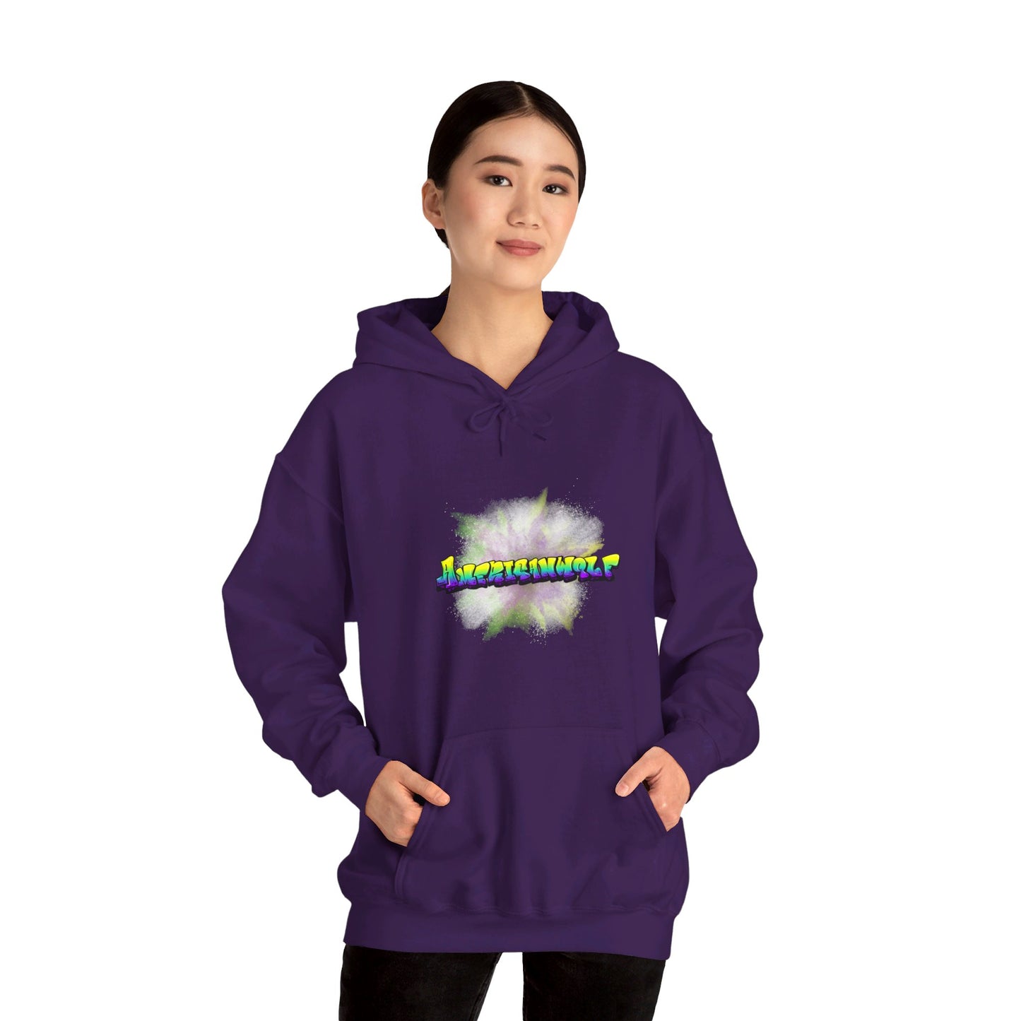 Urban Chill Vibes Graffiti Sprayed Tag Americanwolf In A Cloud Of Sprayed Dust Skater Hoody