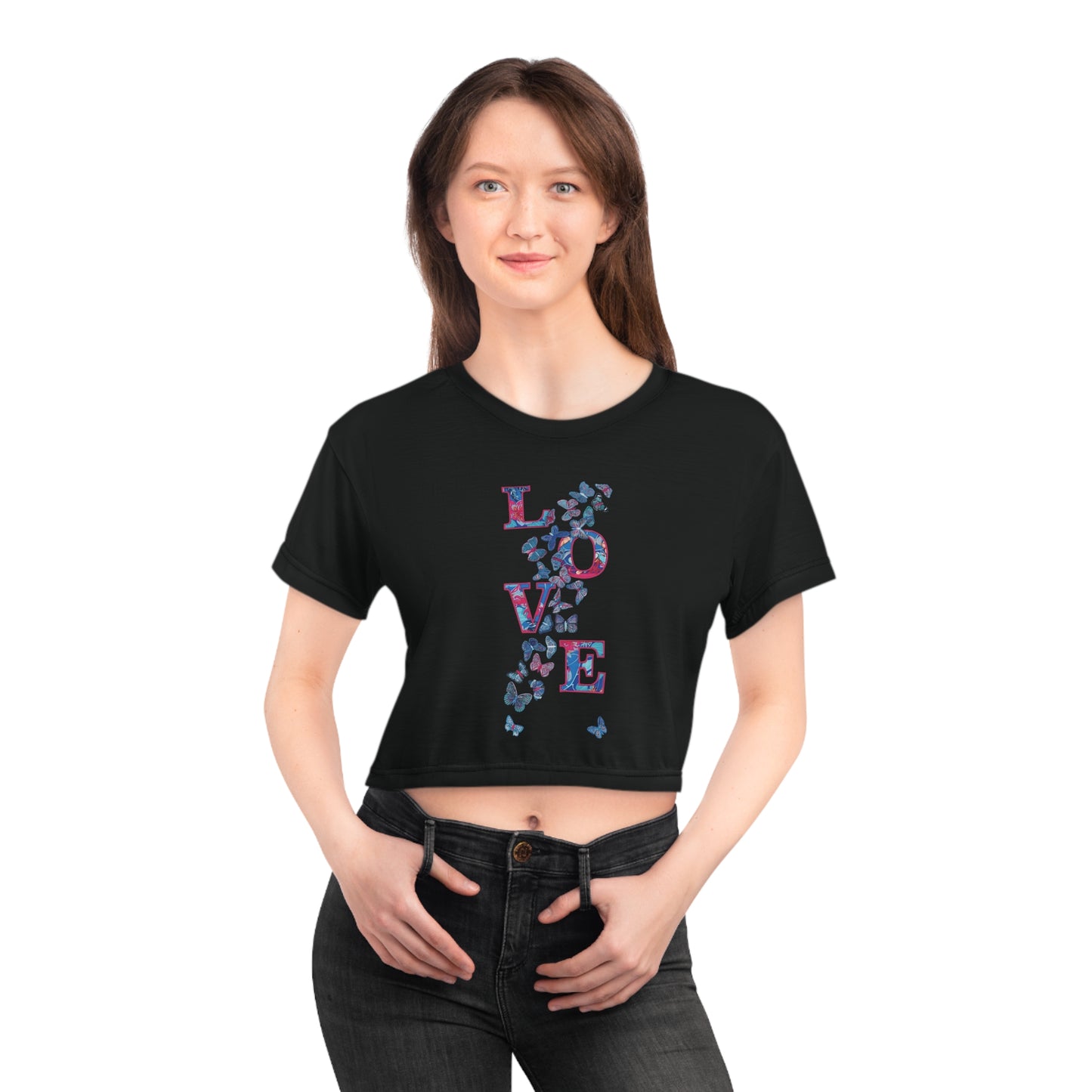 "Love-Infused Style Fashioned with Love Wearable Affection This Must-Have Design  Irresistible Women's Crop Top Belongs in Your Closet