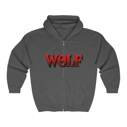 Men's And Women's Wolf Heavy Blend Full Zip Hooded Sweatshirt