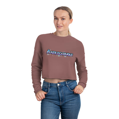 "AmericanWolf: Graffiti Style in Blue and Purple - Fleece Crop Top Edition"