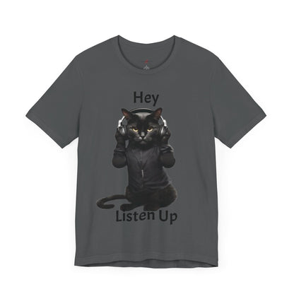 "Paws and Playlists Cats Know Good Tunes Listen Up in Style with the Cool Black Cat Wearing Headphones Shirt – Purr-fect for Music Lovers!"