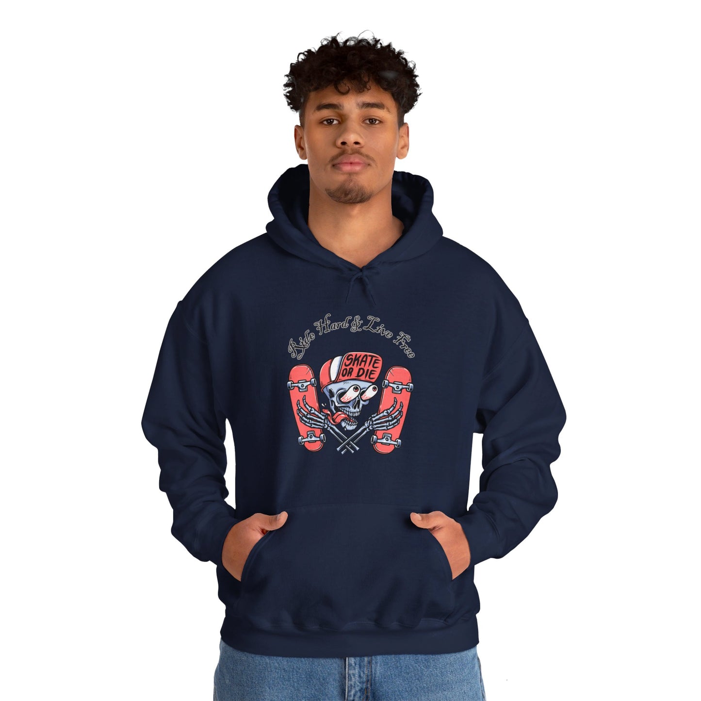 Skateboarding Skeleton Hoodie | Ride Hard Live Free Graphic Sweatshirt | Unique Skater Hoody Edgy Urban Skate Life Style Long Sleeve