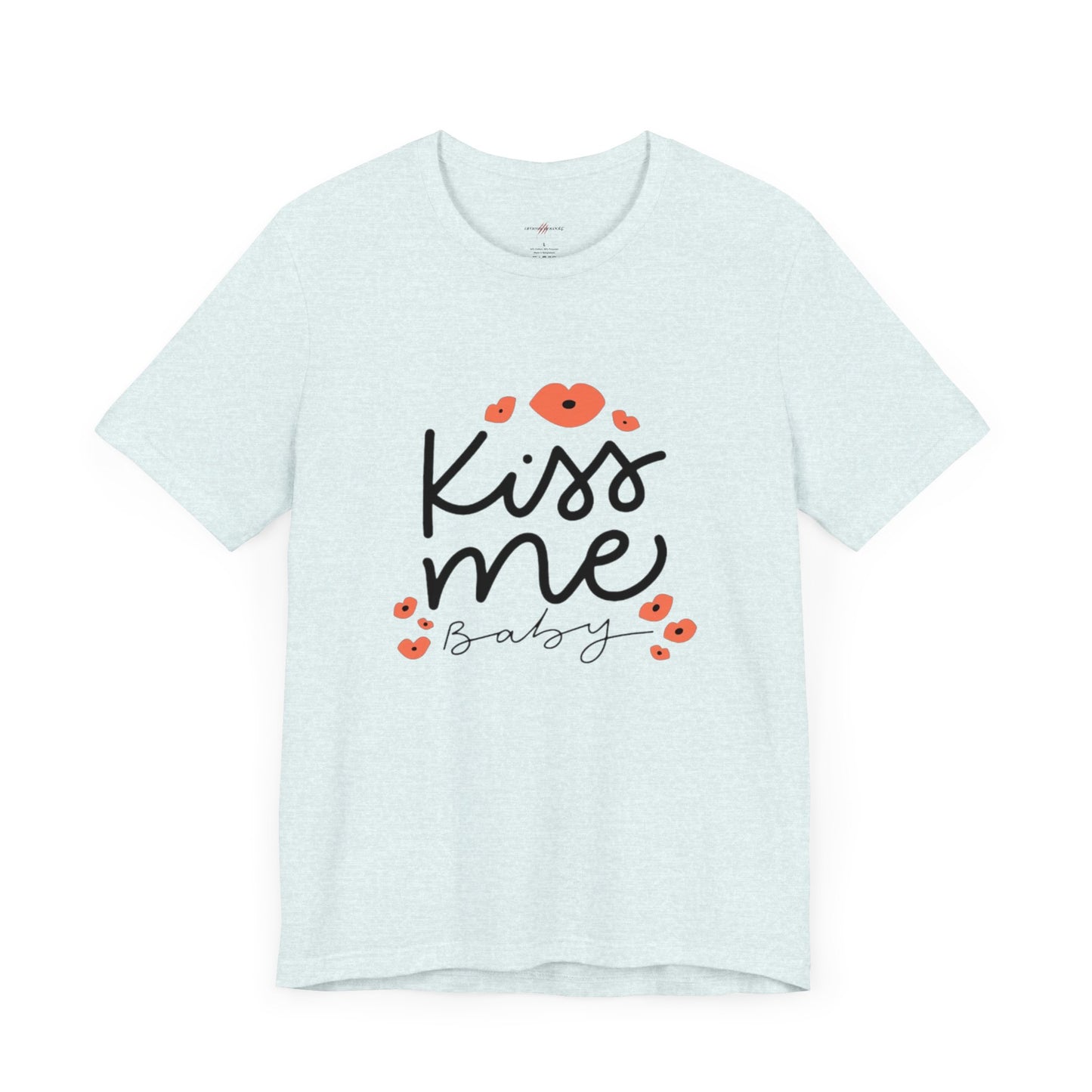 Women's Kiss Me Baby Valentine Jersey Short Sleeve Tee