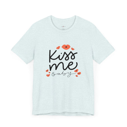 Women's Kiss Me Baby Valentine Jersey Short Sleeve Tee