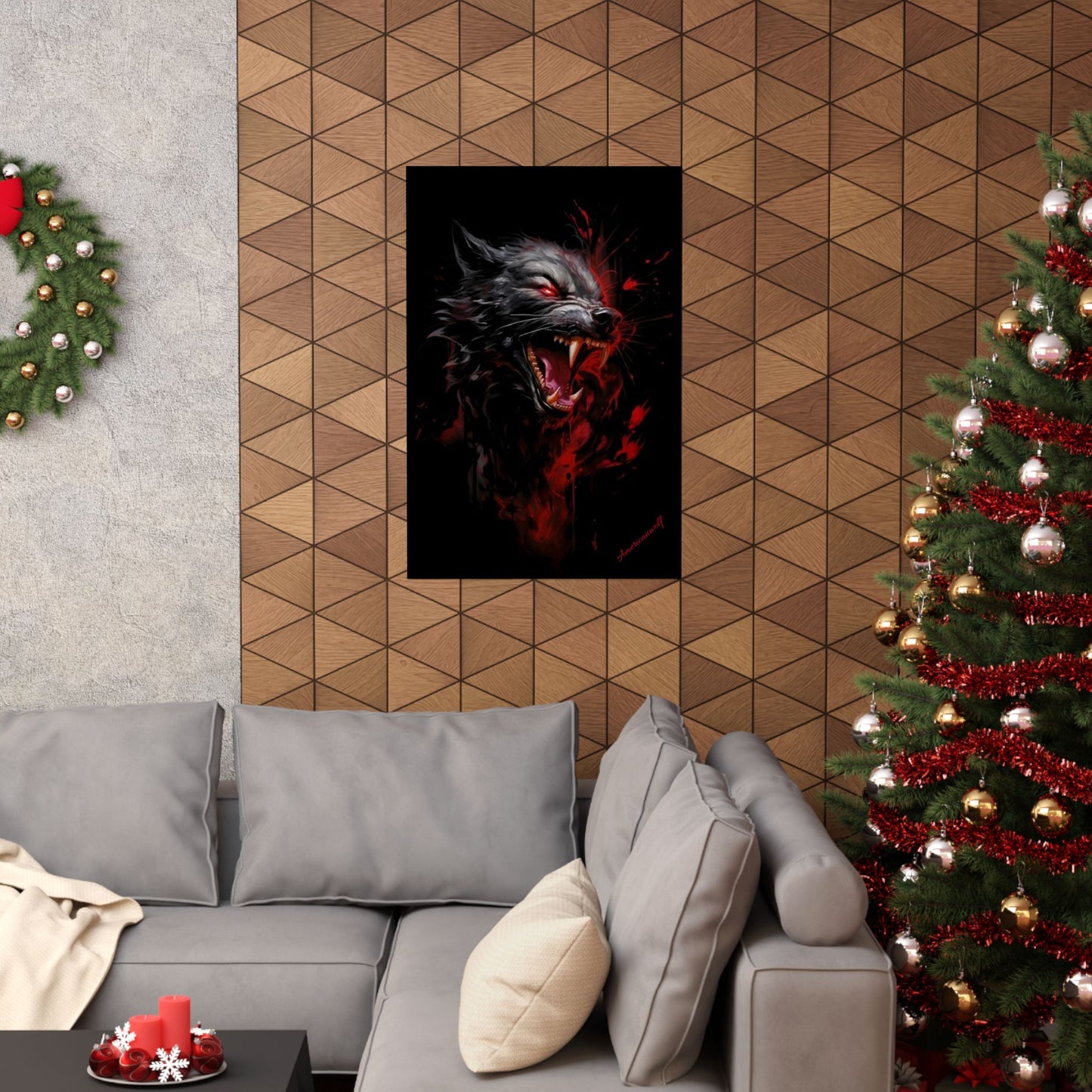 "Fearless Guardian: Amazing Wolf Poster – Unleash the Spirit of the Wild in Your Mancave Oasis!"