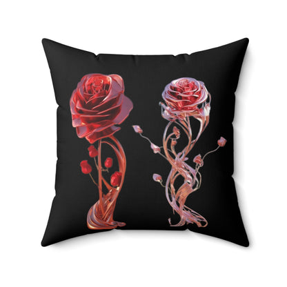 2 Glass Roses Spun Polyester Square Pillow