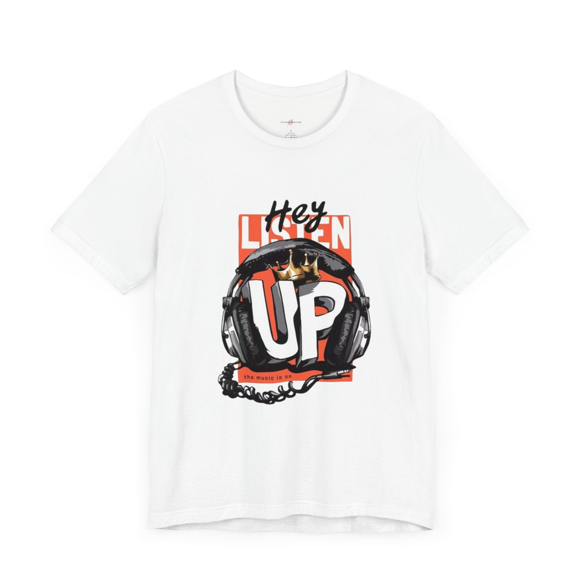 Men's And Women's Listen Up Head Phones Jersey Short Sleeve Tee