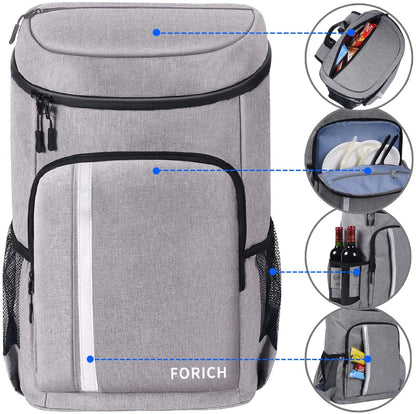 "Leakproof Insulated Waterproof Backpack Cooler Bag: Lightweight Soft Beach Cooler Backpack for Men and Women, Ideal for Work Lunches, Picnics, Camping, Hiking - Fits 30 Cans"