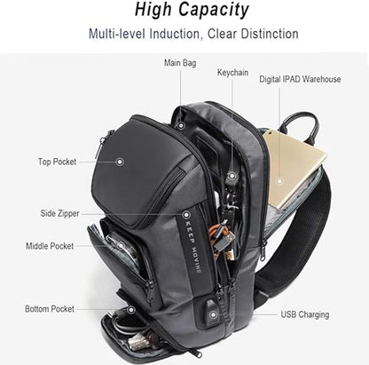 "Men's Sling Backpack: Crossbody Shoulder Bag for Casual Daypack and Rucksack Use"