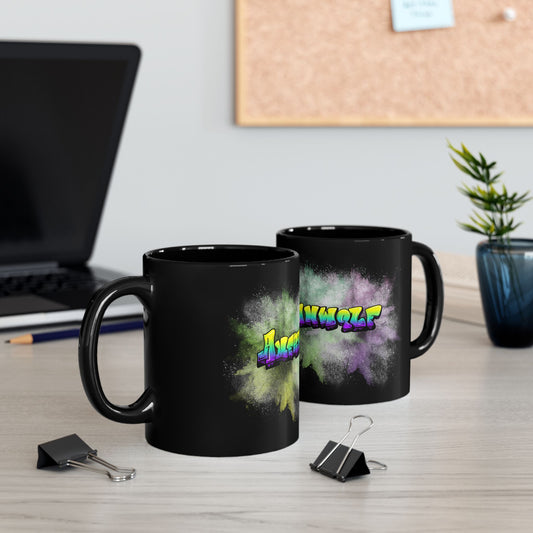 Americanwolf Graphic Splatter Graffiti Glossy Black Coffee Mug