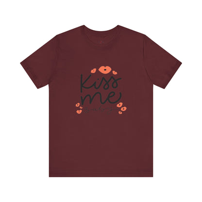 Women's Kiss Me Baby Valentine Jersey Short Sleeve Tee