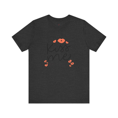 Women's Kiss Me Baby Valentine Jersey Short Sleeve Tee