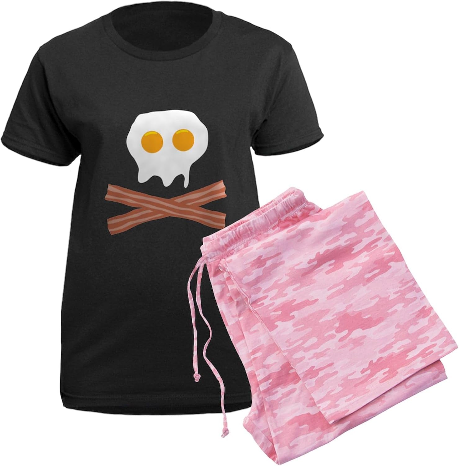 Eggs Bacon Skull Women'S Dark Pajamas Womens Novelty PJ Sleepwear