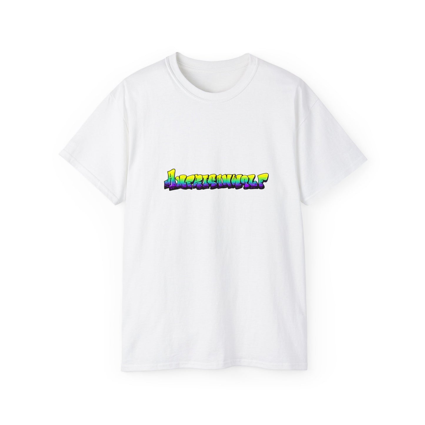 Vivid Meltdown: Yellow, Green, and Purple Drip Graffiti" Americanwolf Tee Shirt