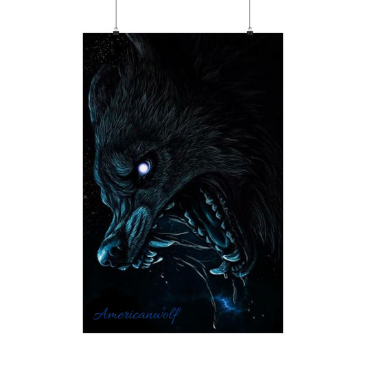 "Moonlit Majesty Wolf Poster – Unleash the Wild and Transform Your Mancave Into a Den of Supernatural Style!"