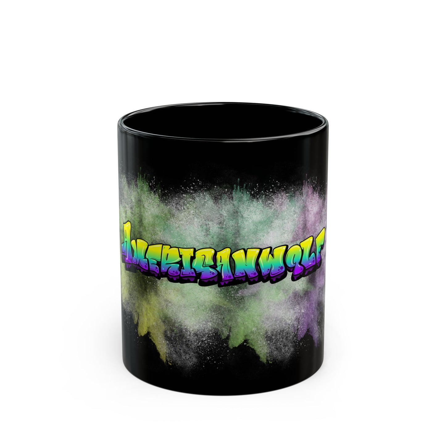 Americanwolf Graphic Splatter Graffiti Glossy Black Coffee Mug