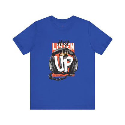 Men's And Women's Listen Up Head Phones Jersey Short Sleeve Tee