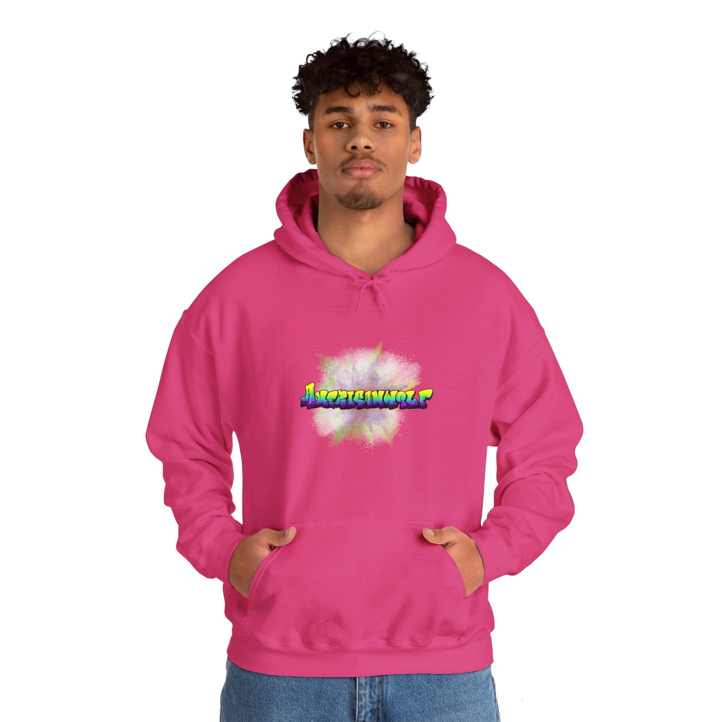 Urban Chill Vibes Graffiti Sprayed Tag Americanwolf In A Cloud Of Sprayed Dust Skater Hoody