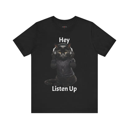 "Paws and Playlists Cats Know Good Tunes Listen Up in Style with the Cool Black Cat Wearing Headphones Shirt – Purr-fect for Music Lovers!"