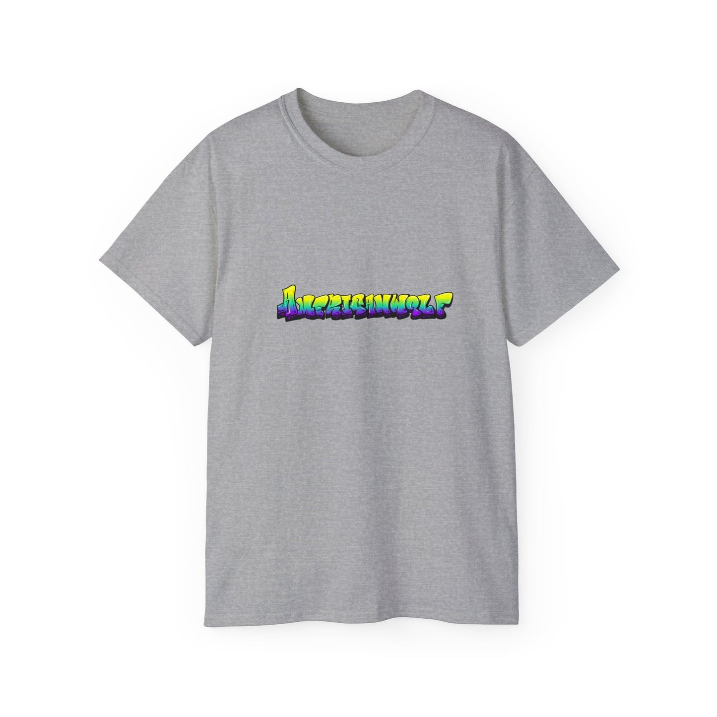 Vivid Meltdown: Yellow, Green, and Purple Drip Graffiti" Americanwolf Tee Shirt