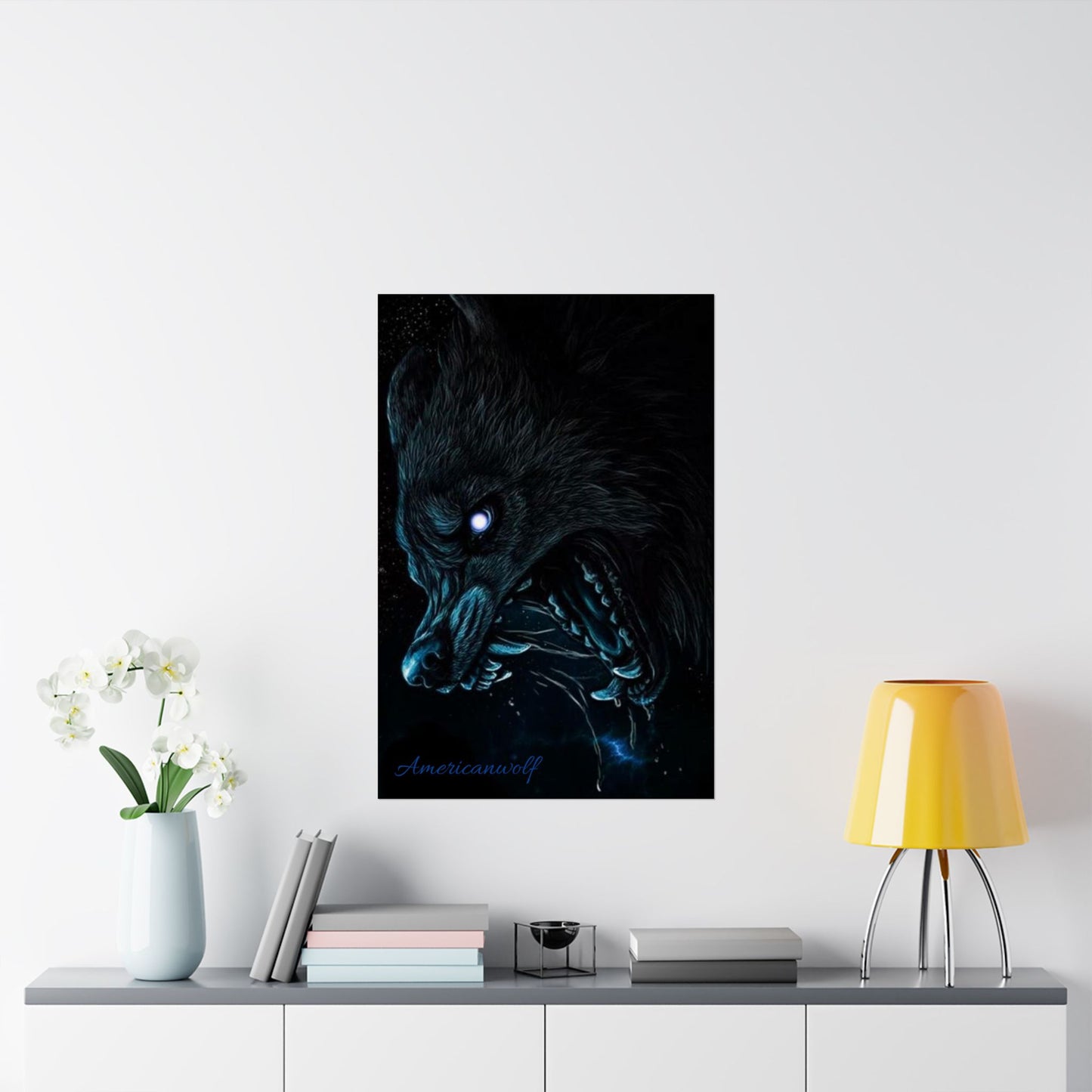 "Moonlit Majesty Wolf Poster – Unleash the Wild and Transform Your Mancave Into a Den of Supernatural Style!"