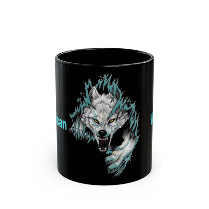 A Fearless Wild Americanwolf Glossy Black Coffee Mug