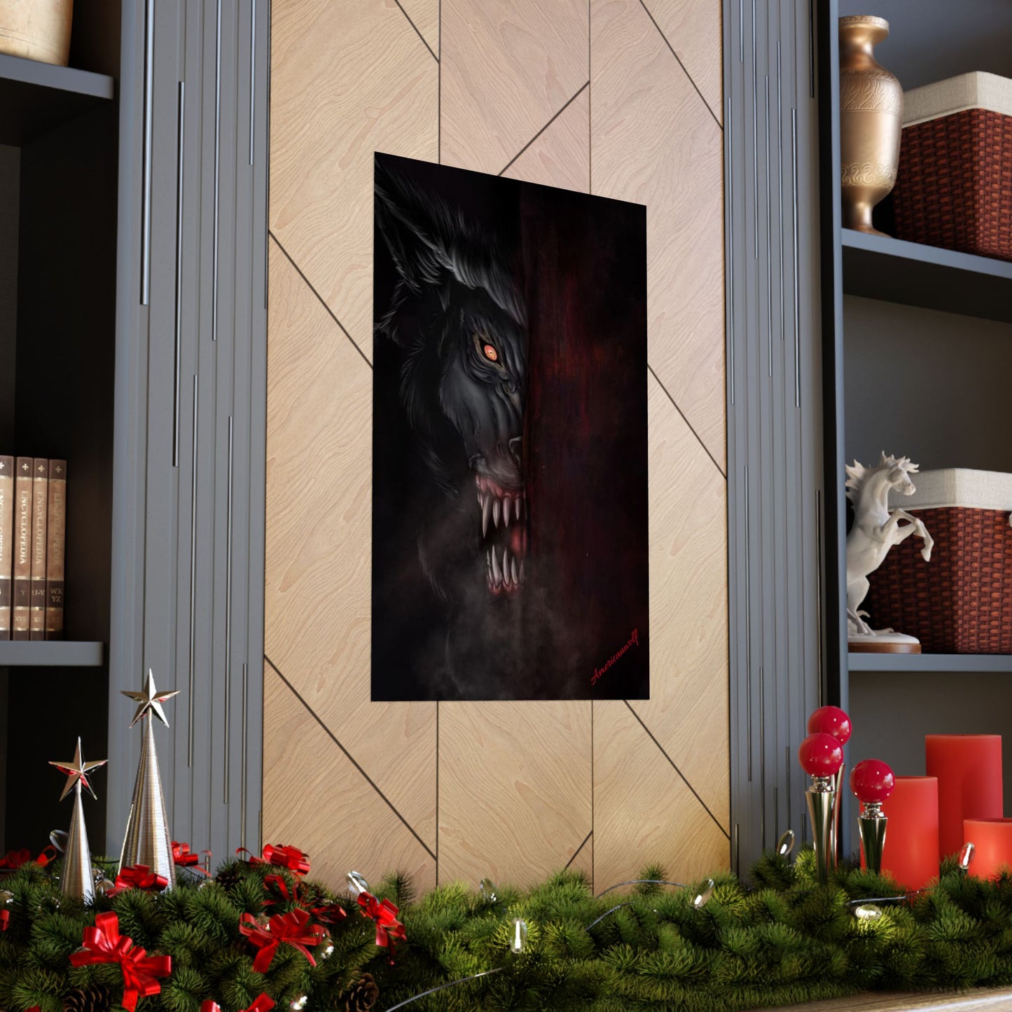 "Nocturnal Valor Dark Fearless Werewolf Poster – Conquer Your Mancave with a Howl of Mystical Courage!"