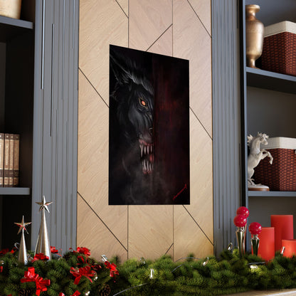 "Nocturnal Valor Dark Fearless Werewolf Poster – Conquer Your Mancave with a Howl of Mystical Courage!"