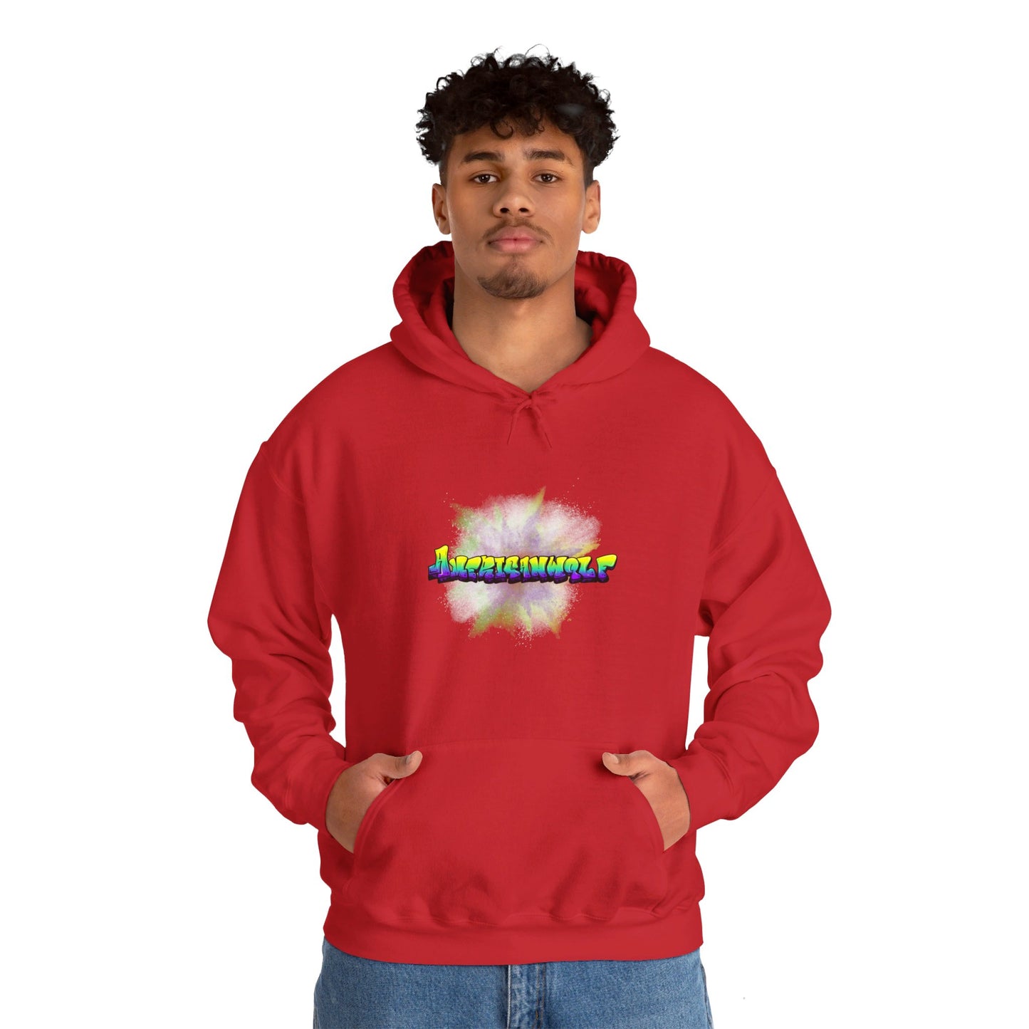 Urban Chill Vibes Graffiti Sprayed Tag Americanwolf In A Cloud Of Sprayed Dust Skater Hoody