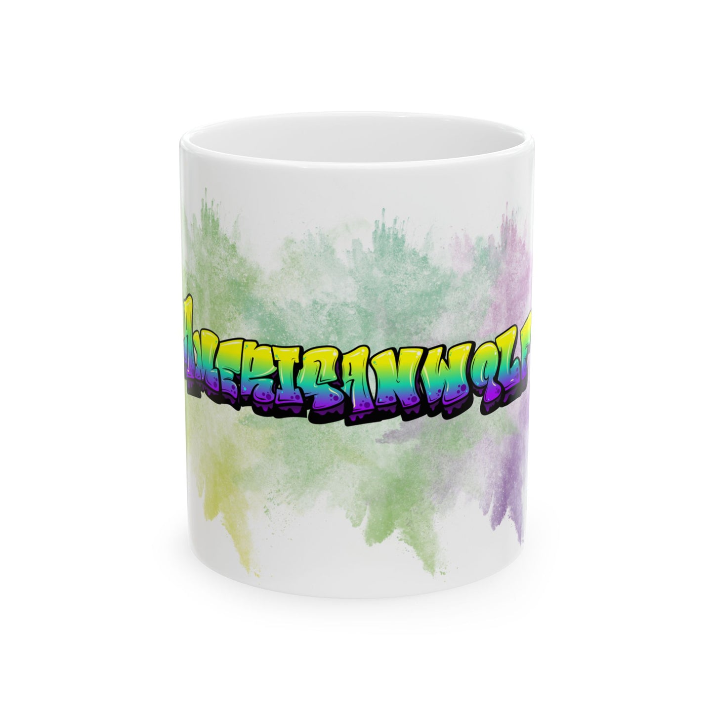 Americanwolf Splatter Graphic Graffiti White Glossy Coffee Mug