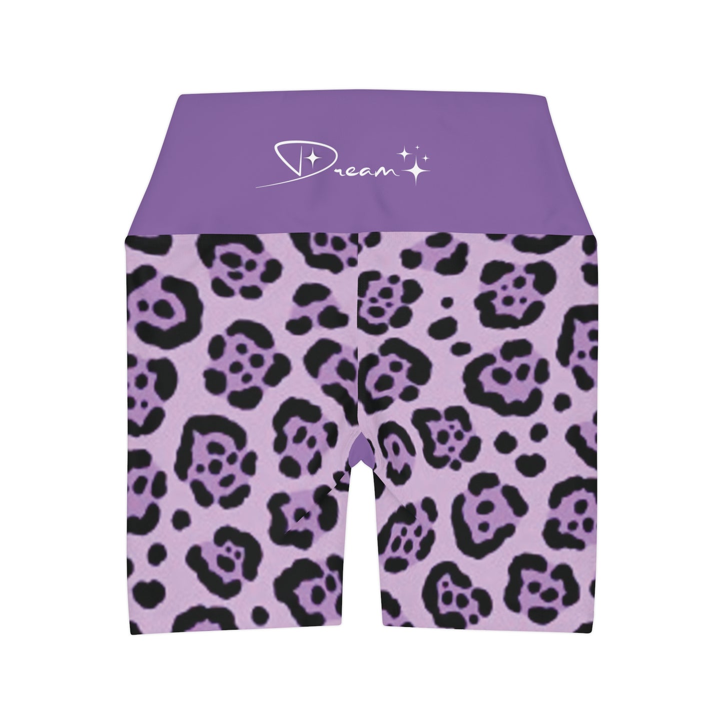 High Waisted Light Purple Leopard Women's  Yoga Workout Shorts