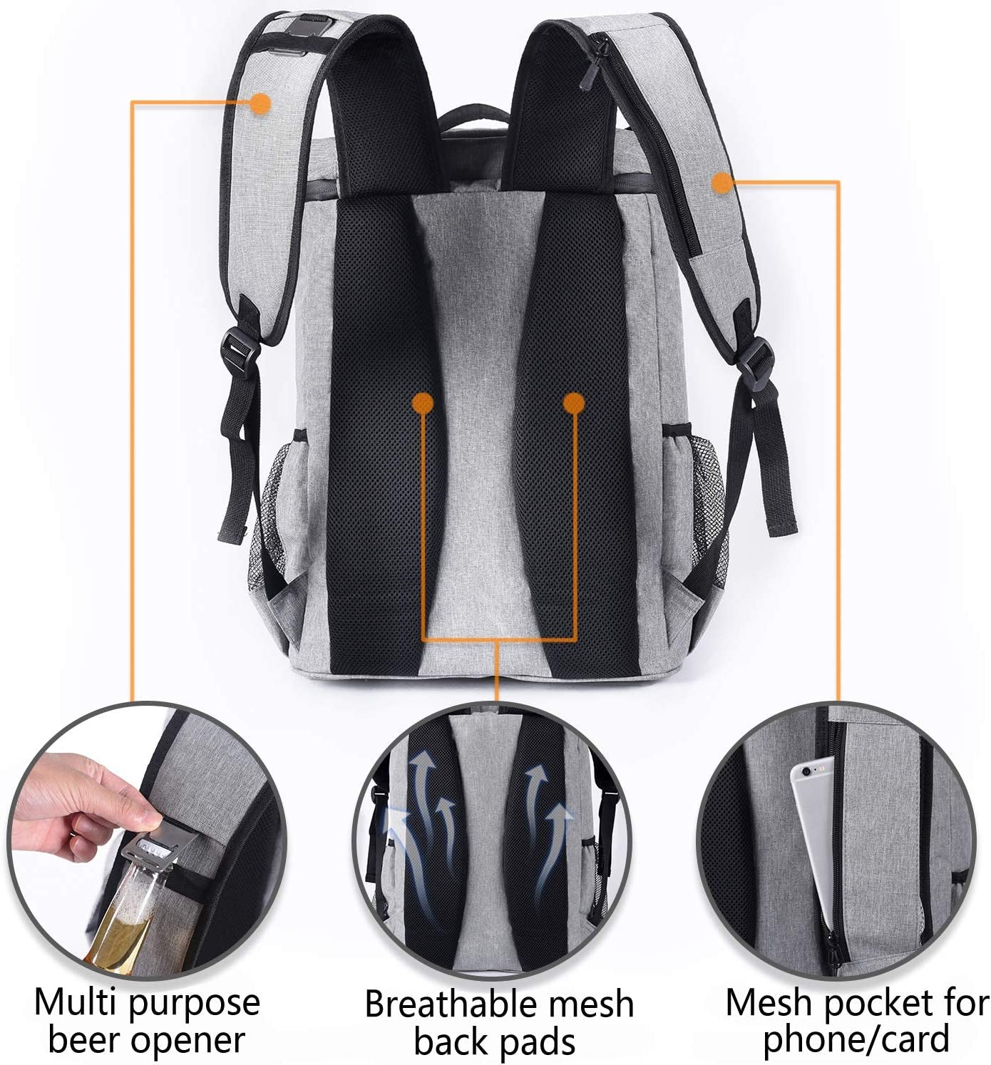 "Leakproof Insulated Waterproof Backpack Cooler Bag: Lightweight Soft Beach Cooler Backpack for Men and Women, Ideal for Work Lunches, Picnics, Camping, Hiking - Fits 30 Cans"