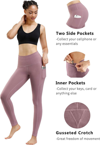 "2-Pack High Waist Yoga Pants with Pockets, Tummy Control, 4-Way Stretch Workout Running Leggings"